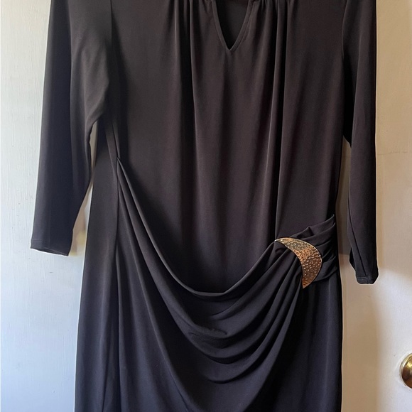 Thalia Sodi Black Sheath Dress 3/4 Sleeve Crew Neck - Picture 3 of 8